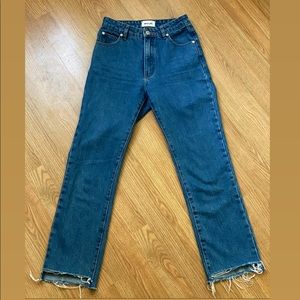 Rollas original cropped straight blue jeans